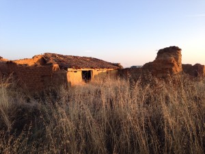 beautiful light this morning on old mud house